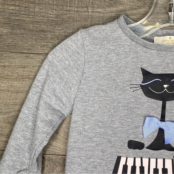 Kate Spade Girl’s Gray Piano Cat Sweatshirt size 18 Months - Picture 4 of 5